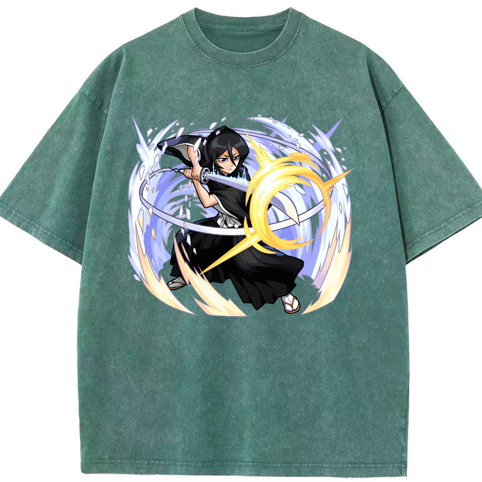 （画像用） ブリーチ 朽木ルキア BLEACH Kuchiki Rukia 綿100% ヴィンテージ風 半袖Tシャツ（フロントプリント）